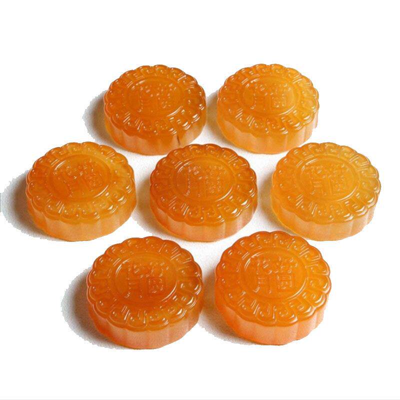 新品月饼中秋玉髓玛瑙摆件玉石花好月圆n礼盒天然礼品送礼玉器件