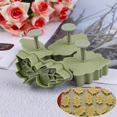 新品4PaCS/Set Cookie Cutters Moulds Leaf Shape Plastic Bakin