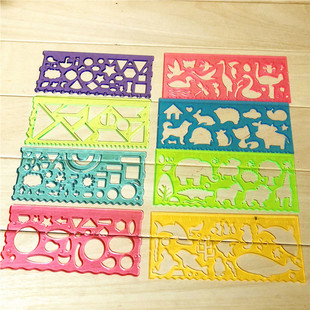 极速小学生动物模型图型模t板描绘画图尺绘图多功能图案画画儿童