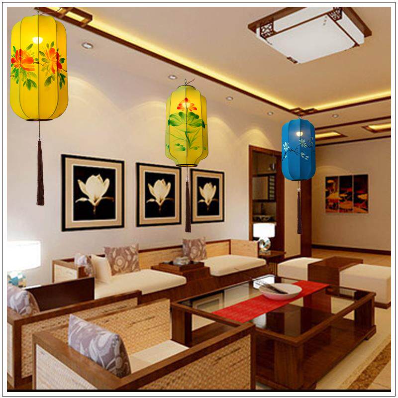 新品中布艺绘手HQEo冬瓜灯笼茶楼茶室餐仿厅式火锅店过道走廊玄关