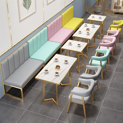 极速轻奢甜品奶茶店桌椅组合咖啡厅快餐J小吃汉堡店仿大理石小圆