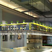 极速酒吧餐厅吧台铁艺吊架u吊柜倒挂酒杯架酒吧悬挂式 酒架置物架