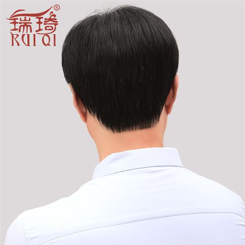 新品假发男式短发短直发真发中老年全头套帅气男士真人Y发发套递