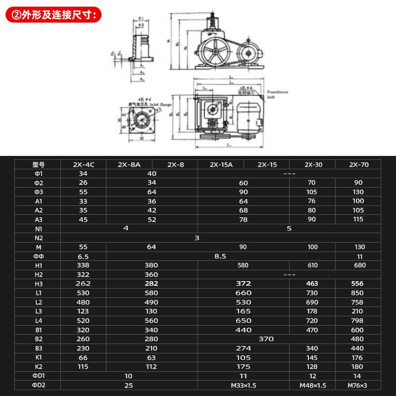 新品机械抽气真空泵 2x实验x室真空泵 真空泵工业用 旋片式双极真