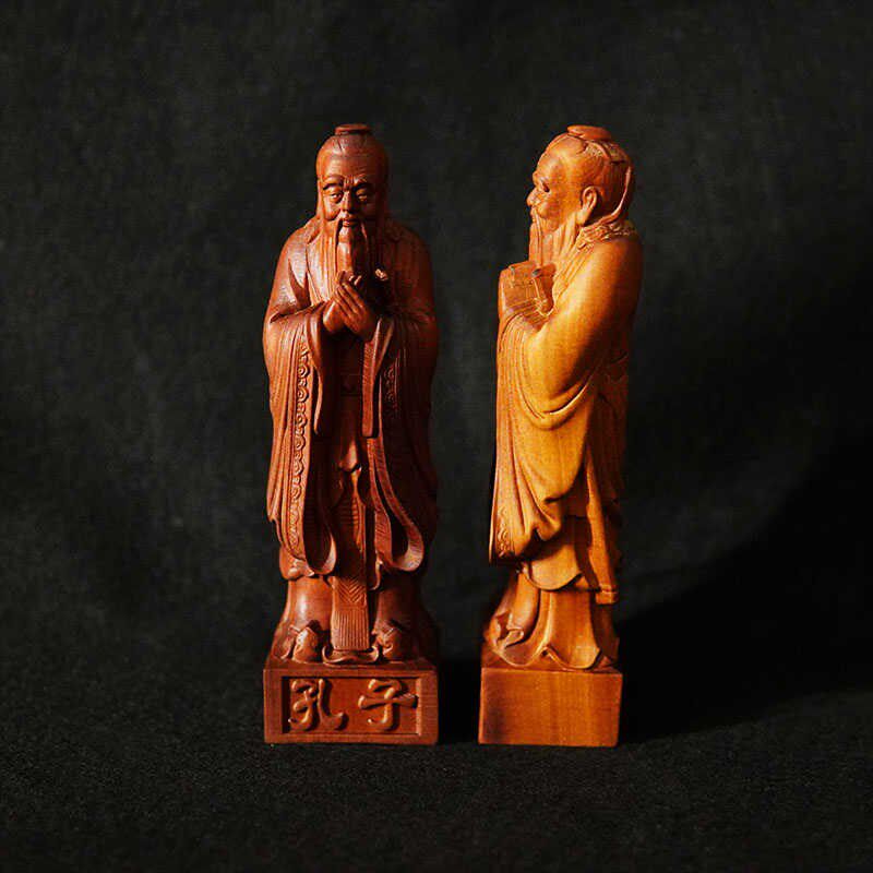 新品【龙虎山发货】道家圣人孔子神像摆件雷击Q枣木一体成型家用