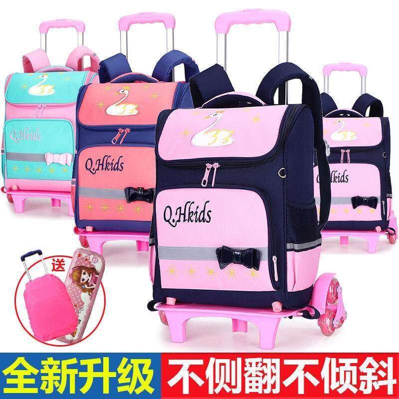 新品牛津布e儿童拉杆书包女孩小学生三四五六年级12岁防水拖拉书