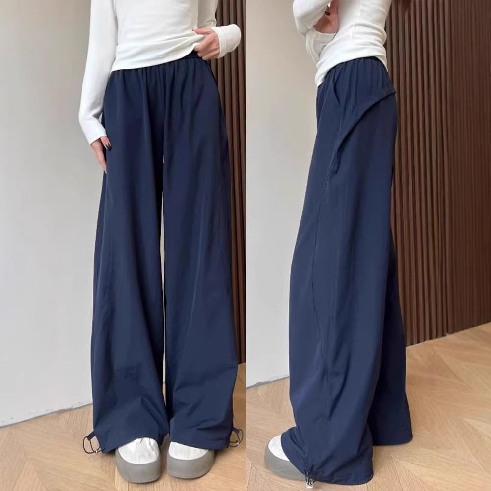 美式速干工装裤女夏季薄款2026新款酷飒风高腰直筒复古阔腿运动裤