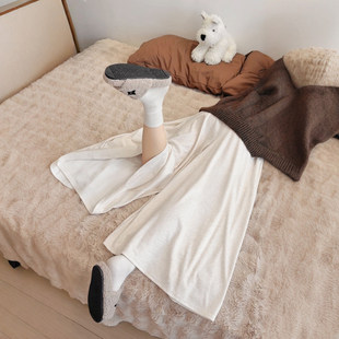 白色糯米裙裤女秋冬胖mm大码宽松a字半身裙休闲阔腿垂感直筒裤子