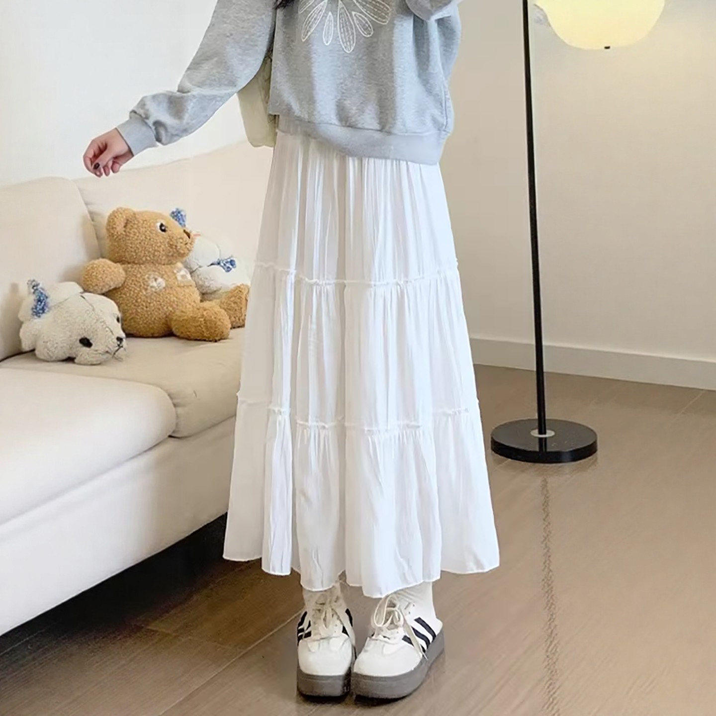 白色半身裙女春季2026新款高腰a字显瘦百褶长裙小个子蓬蓬蛋糕裙,女装/女士精品,半身裙,淘宝优惠券,粉丝福利购,淘宝优惠卷