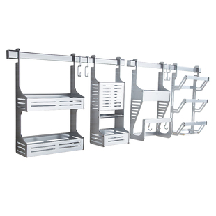 极速厨房置物架太空铝刀架四件套调料架筷子N架刀板架锅盖架挂杆