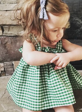 极速Yaz bebek ?ocuk giryim setleri kolsuz ekose bebekler