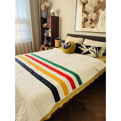 出口原单的STRIP*S的绗缝单人床盖全棉夹棉床褥垫可盖可铺四季被