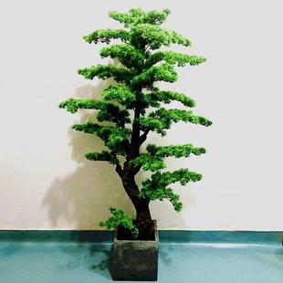 大型彷真迎客松新中式装饰楼梯下摆件室内景观假树商场造景绿植树