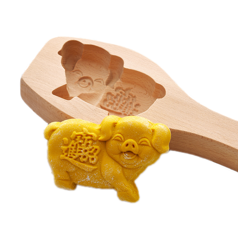 木质立体中秋冰皮月饼绿豆糕模子饼干卡通动物面食馒头清明果模具