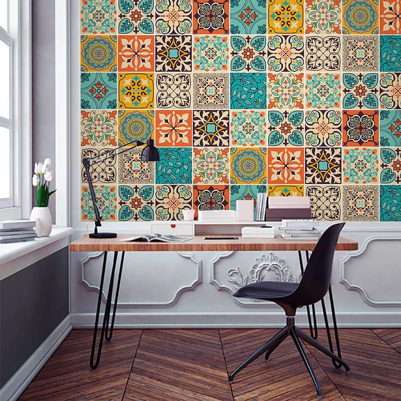 复古波西米亚墙贴k墙饰客厅墙面装饰防水自粘地贴厨房防油贴纸墙