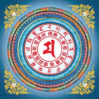 大黑天财神心咒坛城唐卡经文曼荼罗大持力吉祥招财装饰卷轴挂画