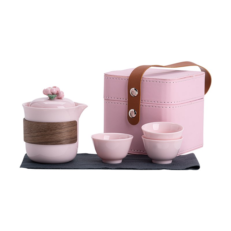 手捏花一壶三杯快客杯户外露营泡茶防烫手抓壶P便携式旅行茶具套