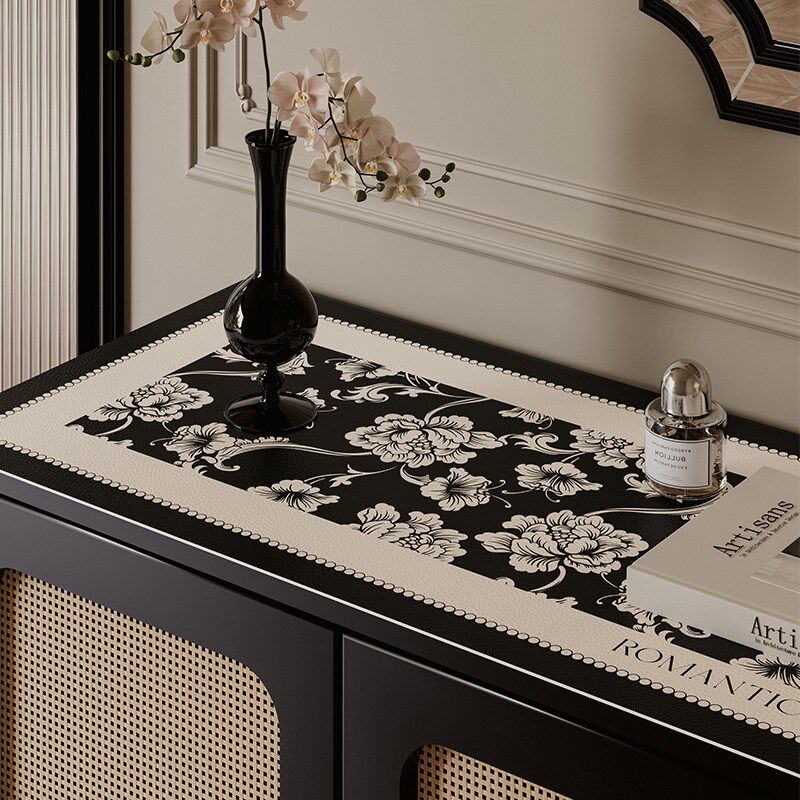 利娅法式复古皮革电视柜垫 桌布防水防油免洗家用电视柜盖布桌布