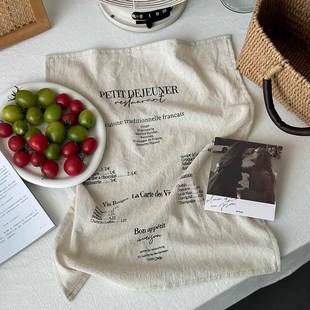 ins中古餐巾垫布 复古文艺亚麻英文字母布美食拍照道具装饰背景布