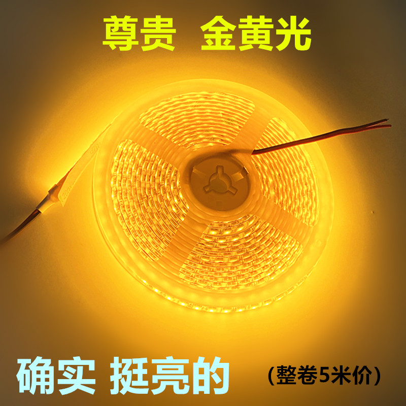 12V2000K金黄光mLED灯条5054超高亮2200K金黄色防水软灯带家装吊