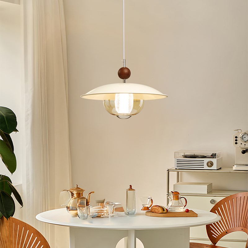 法式vintange奶油饭厅吊灯中古风吧台简约K高级感玻璃床头小吊线