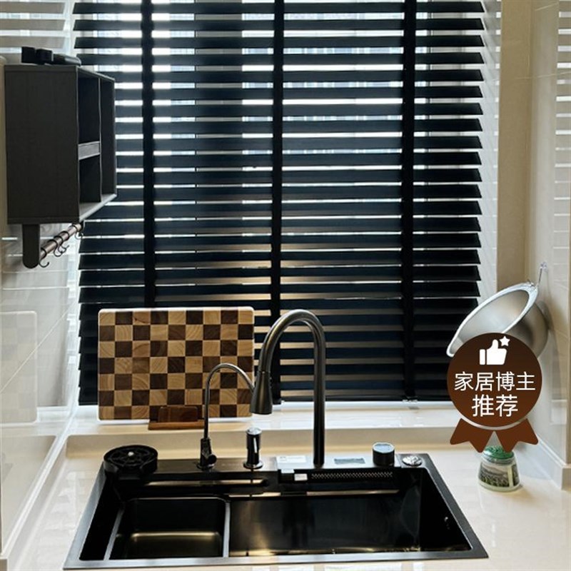 椴木百叶窗帘高端定制主卧客厅书房卫生间阳N台遮光电动实木百叶