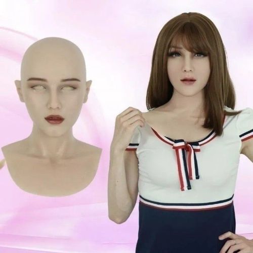 乳胶面具人脸美少女光头套面具美女面具伪娘