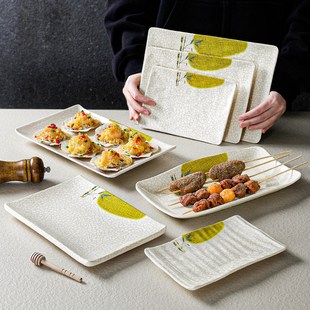 速发方025密胺餐具盘子长2形商用仿瓷烤肉菜烤盘火锅店烧盘配菜餐
