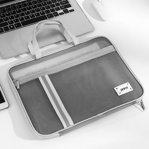 速发风网纱手提文件袋学脑包公文包电生简约透纳收明袋