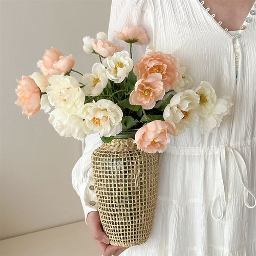 速发轻奢洋牡丹高端花假花露莲餐桌桌面摆花客厅拍装照饰摆件花艺