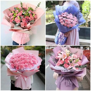 速发母宁梁山县微山县康台县同城配送济亲节玫瑰鱼乃馨花束送长辈