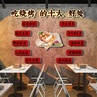 速发烧烤景装饰创意墙面工业风打卡肉餐饮酒吧品场背置布店贴纸画