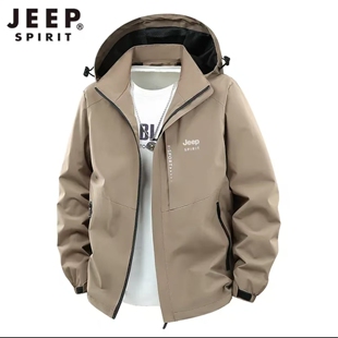 吉普JEEP夹克男秋冬季新款加绒加厚保暖外套男士休闲运动冲锋衣