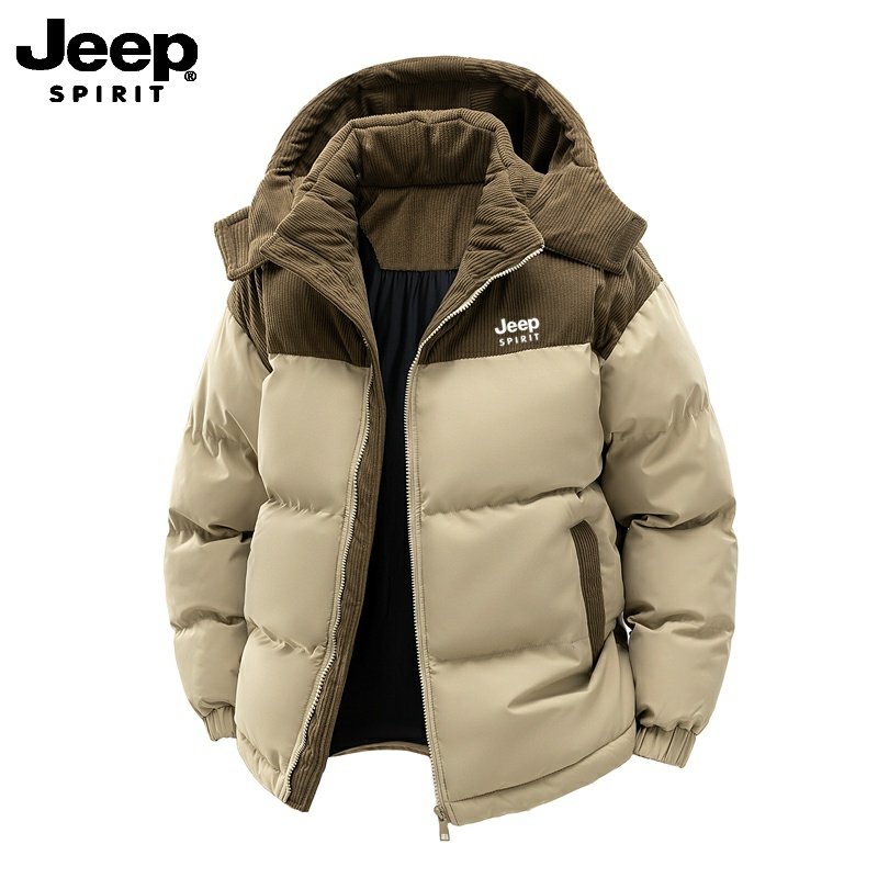 吉普JEEP连帽羽绒棉服男棉衣冬季棉袄宽松保暖外套大码加厚上衣