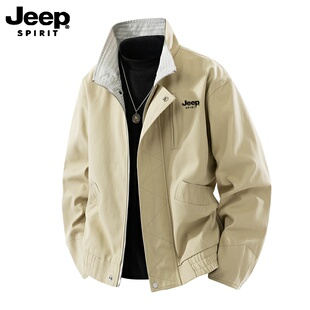 吉普JEEP夹克外套男2025新款春秋冬季加绒加厚保暖休闲百搭立领