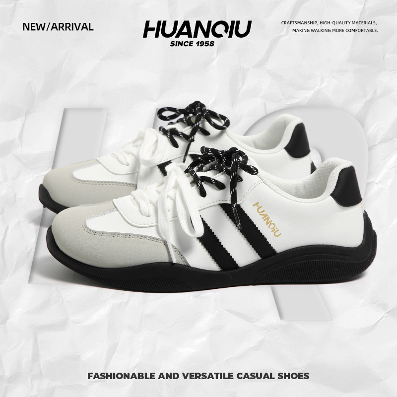 环球德训鞋男鞋2026春夏新款复古百搭休闲运动鞋黑白拼色轻便板鞋,流行男鞋,德训鞋,淘宝优惠券,粉丝福利购,淘宝优惠卷