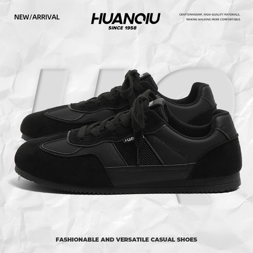 环球黑色德训鞋男款低帮轻便