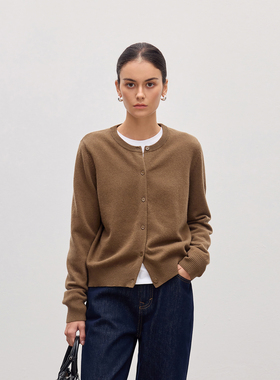 JESTOMS | 柔绒云朵感100%羊毛|圆领针织开衫女气质轻奢长袖上衣