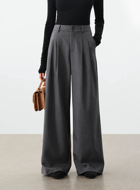 JESTOMS | 静意老钱风 TR精纺垂感西装裤女极简通勤直筒休闲裤