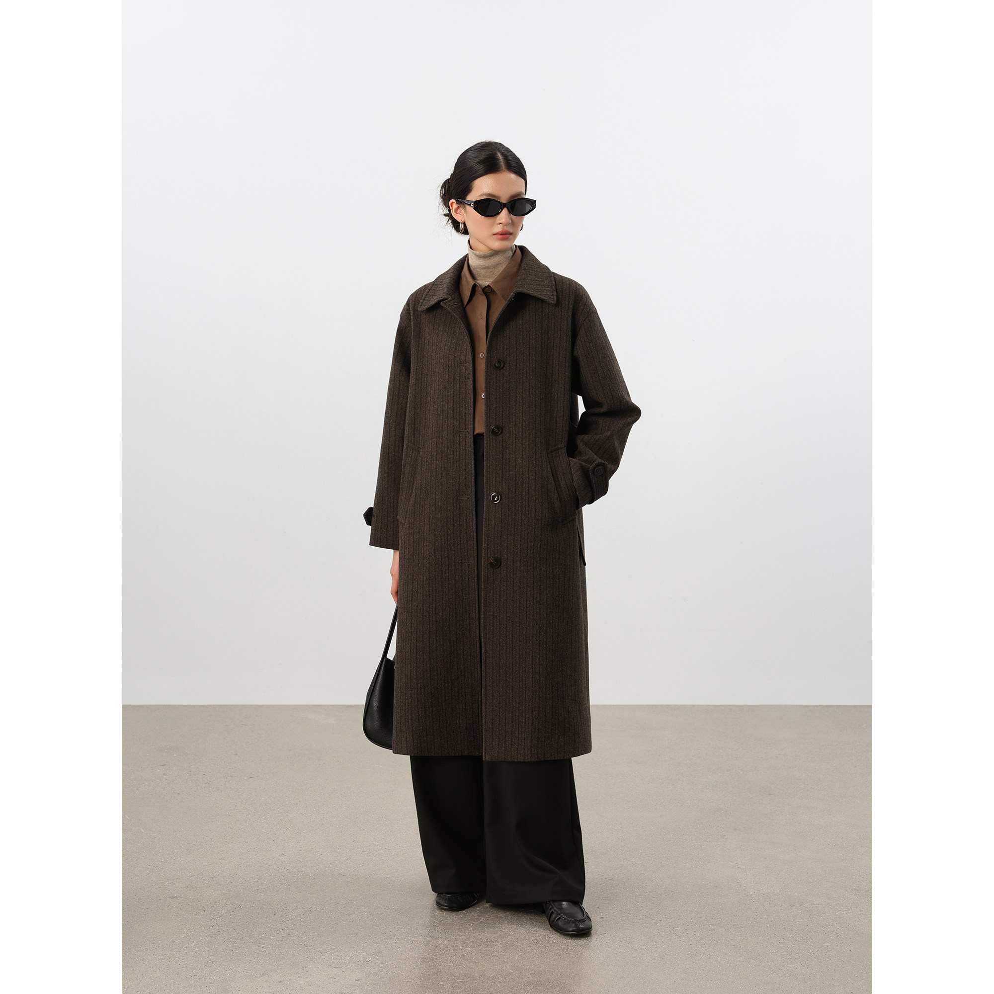 JESTOMS | R0W时尚老钱_复古竖条纹翻领羊毛大衣女中长款风衣外套,女装/女士精品,毛呢外套,淘宝优惠券,粉丝福利购,淘宝优惠卷