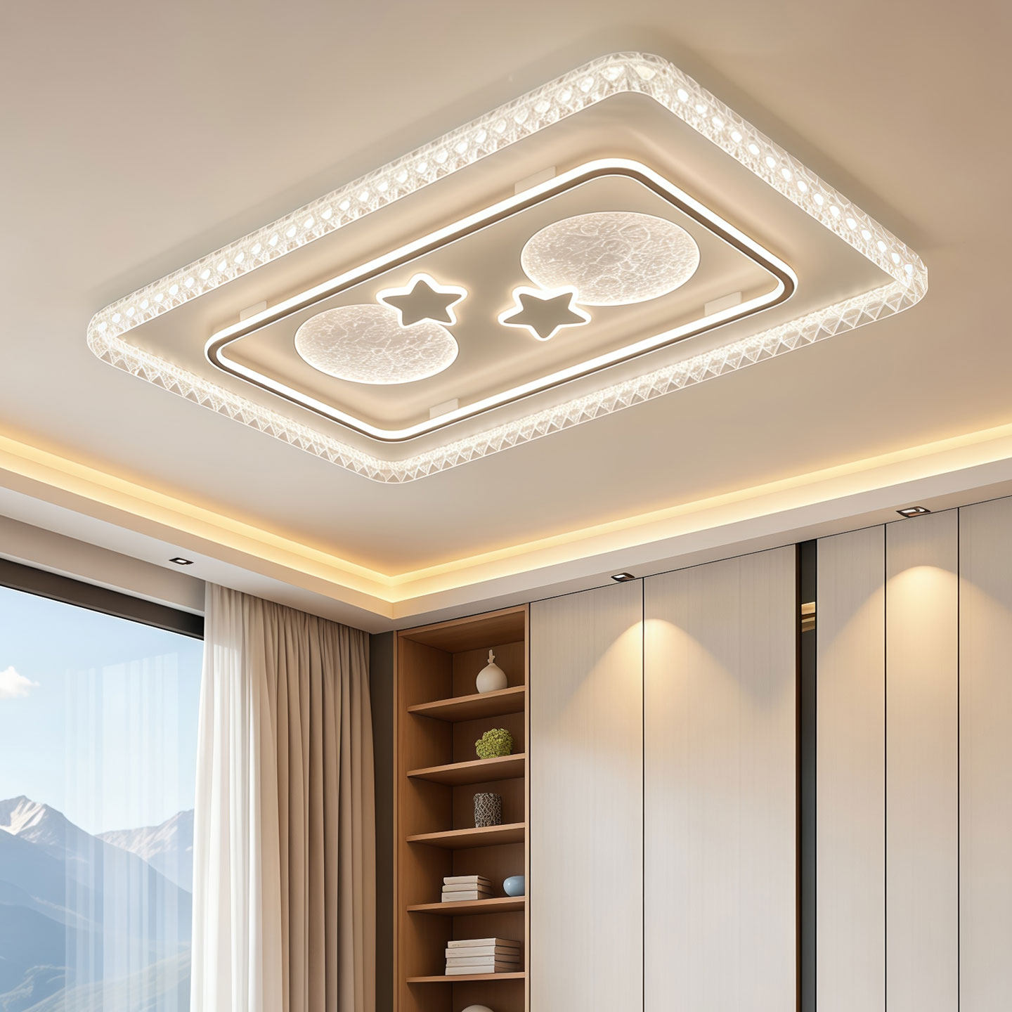 现代简约客厅吸顶灯轻奢护眼超薄LED灯具星星月亮造型,家装灯饰光源,客厅吸顶灯,淘宝优惠券,粉丝福利购,淘宝优惠卷