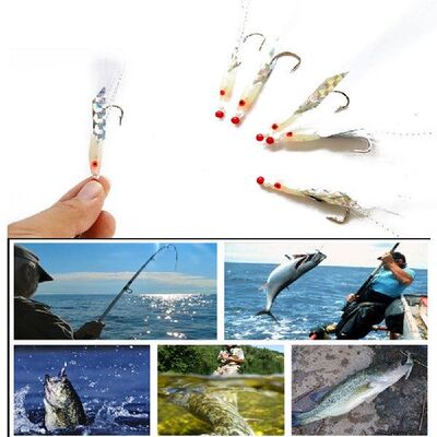 新品5 PCS Mackerel Feathers Bass Cod Lure LuresT Sea Fishing