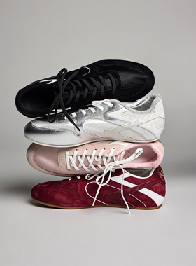 GLITTER FOCUS孙乐言同款薄底鞋女麂皮运动休闲鞋复古芭蕾德训鞋