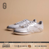 GLITTER 芭蕾男女银色牛皮休闲德训鞋 FOCUS乃万同款 复古薄底鞋