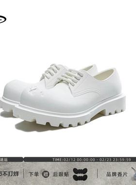 王鹤棣同款GLITTER FOCUS原创小众圆头增高石膏白大头未来德比鞋