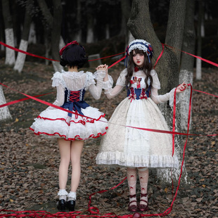 白糖少女新品 甜美可爱白雪姬jsk吊带连衣裙秋 原创设计Lolita洋装