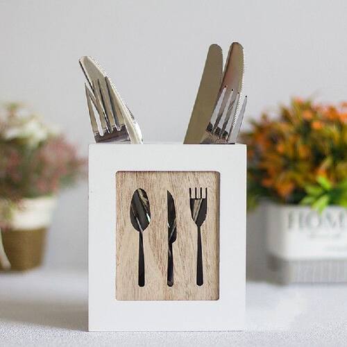 新品Woodedn Utensils Holder Cutlery Kitchen Flatware Cutlery