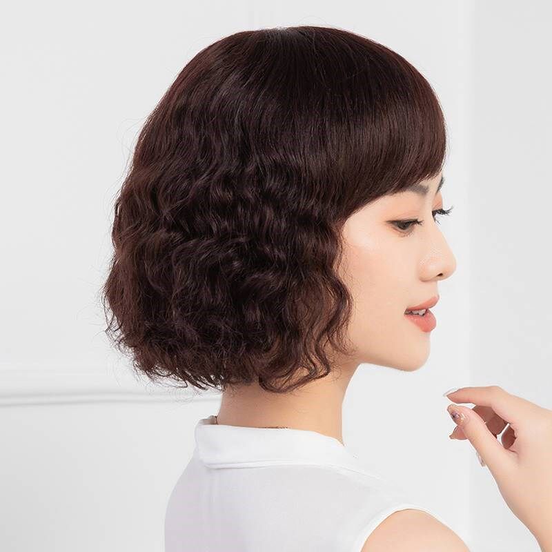 新品假发女短发蓬松逼真s妈妈发型中长发短卷发全真发全头套光头