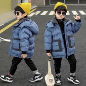 冬款 中长款 D.YQ22 连帽加绒夹棉加厚棉服保暖洋气新款 极速男童韩版