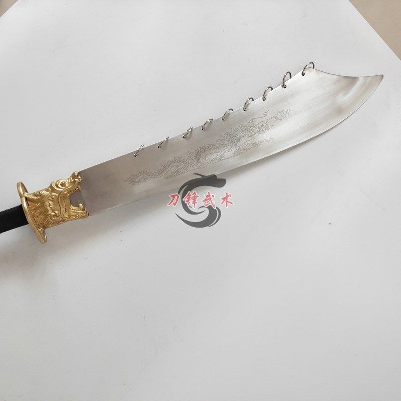 新品不锈钢双手刀九环刀一体硬刀金D丝环大刀武术短刀影视道具未